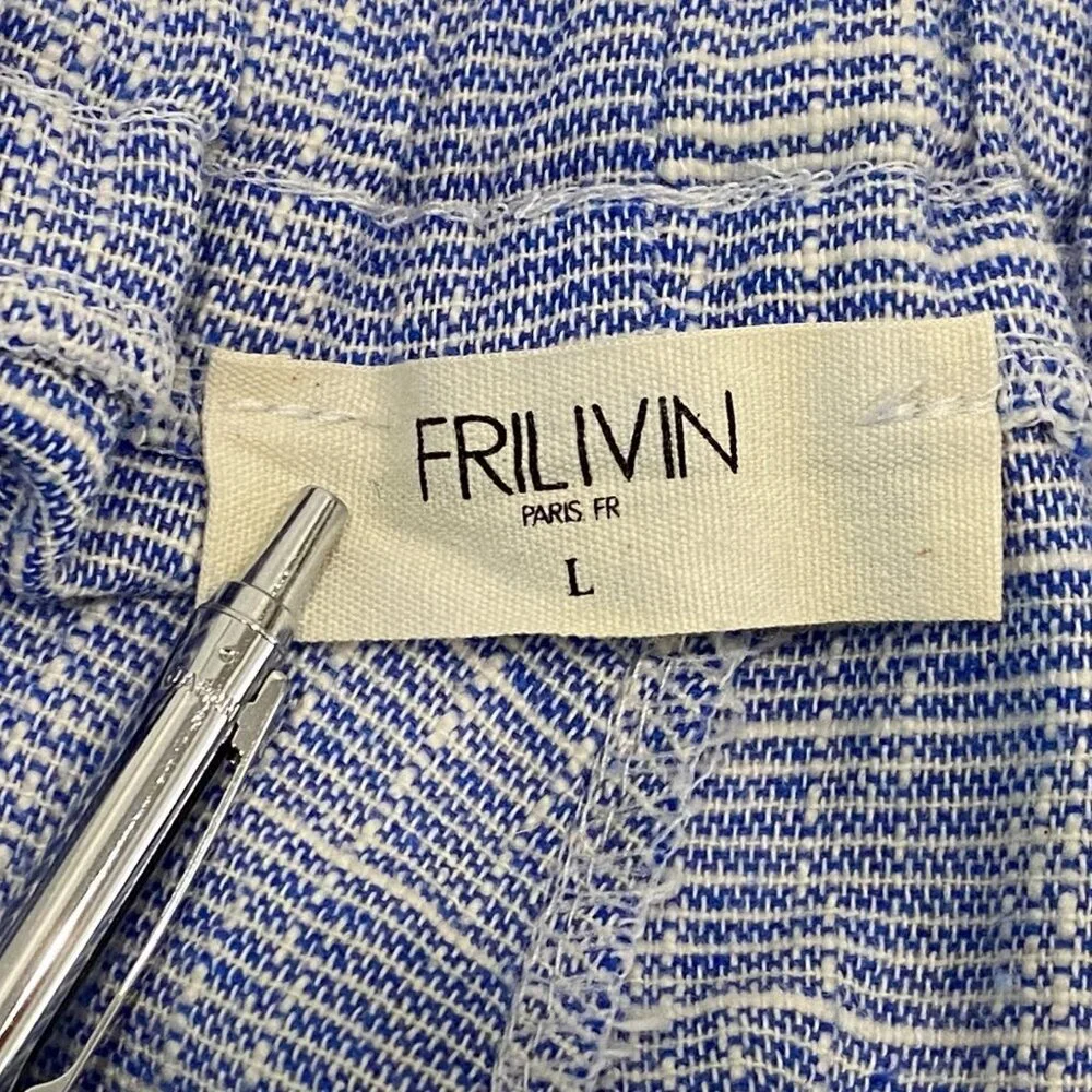 Frilivin Paris Lounge Pants Mens Size L Pull On with Drawstring Blue Pockets